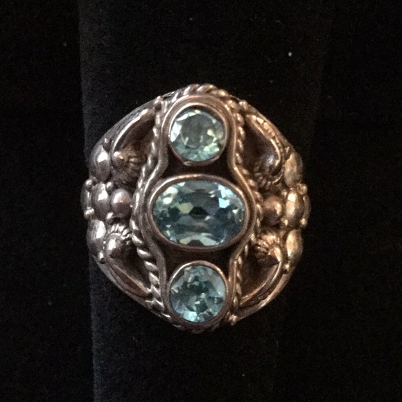 Estate Jewelry - Unique Genuine Estate Blue Topaz Ring !
